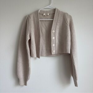 LoveShackFancy Avignon Cropped Cashmere Cardigan in Oatmeal
